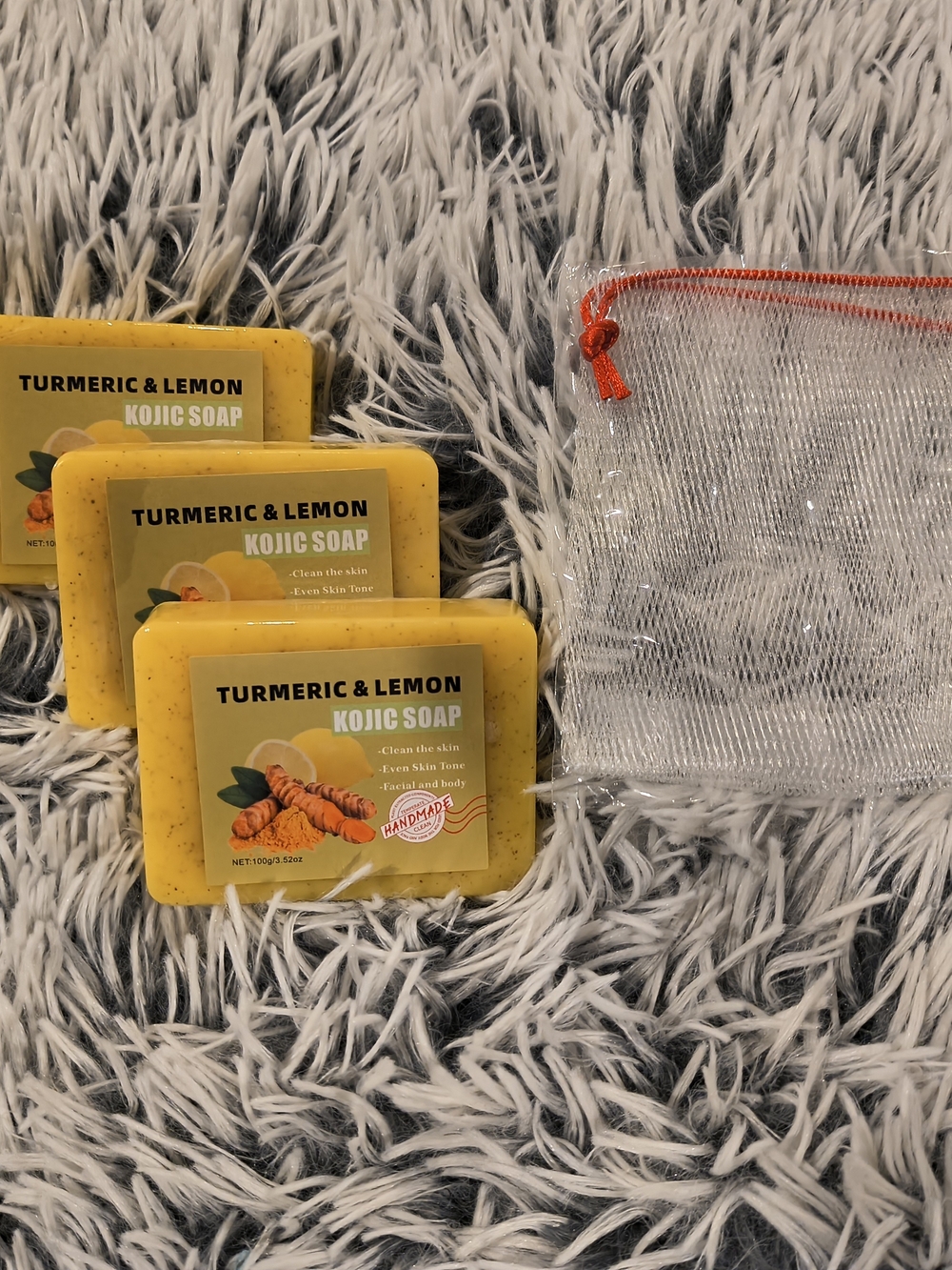 Turmeric & Lemon Kojic Soap - Brightening Yellow Bar (3-Pack)
